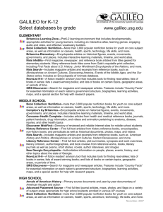 GALILEO for K-12 Select databases by grade www.galileo.usg.edu
