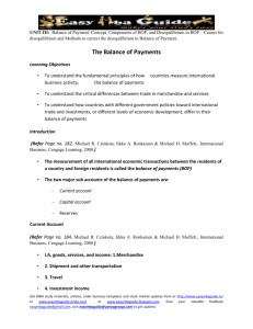 UNIT-III: Balance of Payment: Concept, Components of BOP, and