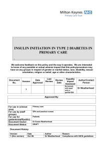 Insulin Initiation Guidelines