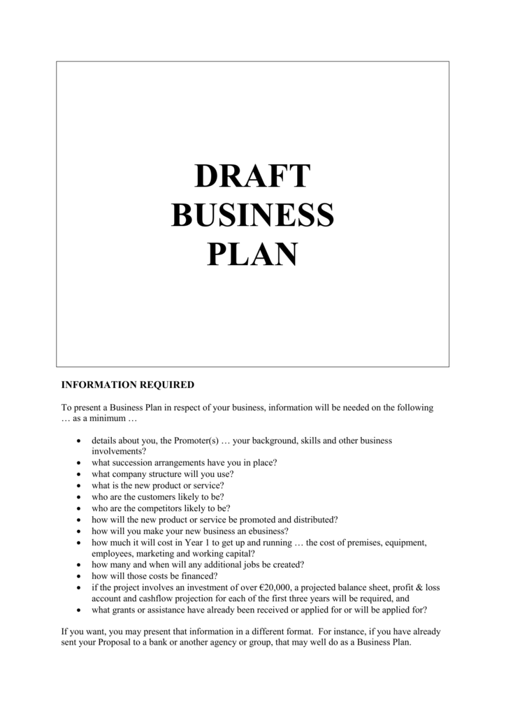 drafting of business plan