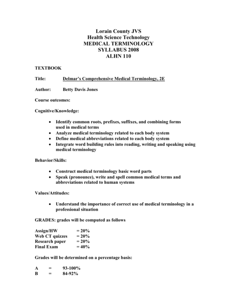 syllabus-for-medical-terminology-2007