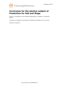 Curriculum for the elective subject of Production for Hall and Stage