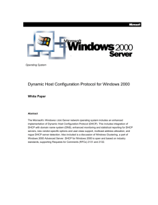 Dynamic Host Configuration Protocol for Window 2000