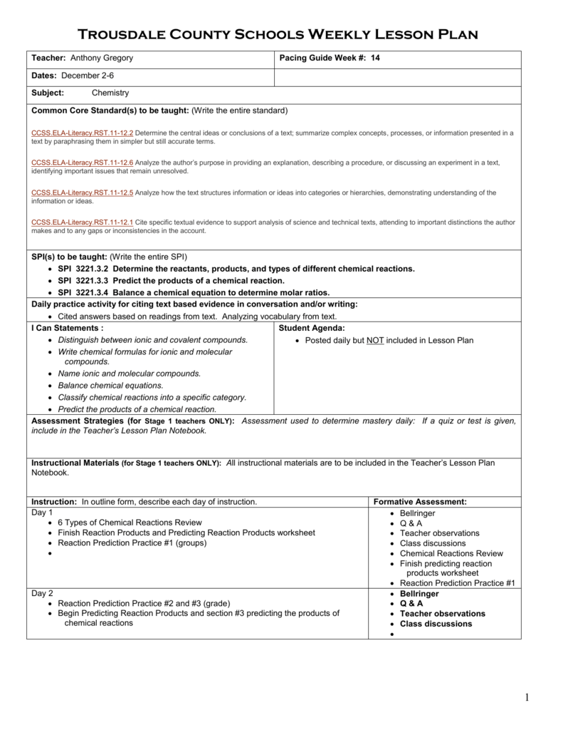 Common Core Weekly Lesson Plan Template from s3.studylib.net
