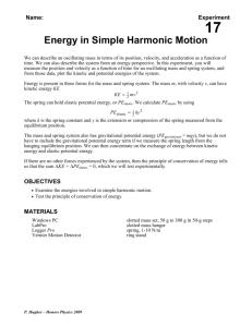 Energy in Simple Harmonic Motion - Physics-Hughes-RHS-09-10