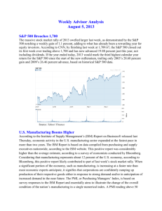 Weekly Advisor Analysis August 5, 2013 S&P 500 Breaches 1,700