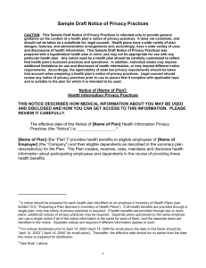 Sample Draft Notice of Privacy Practices