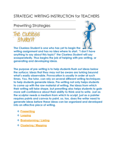 Prewriting Tools and Strategies - Strategic Writing Instruction for