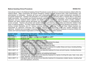 Medical Assisting Clinical Procedures Content Standards and