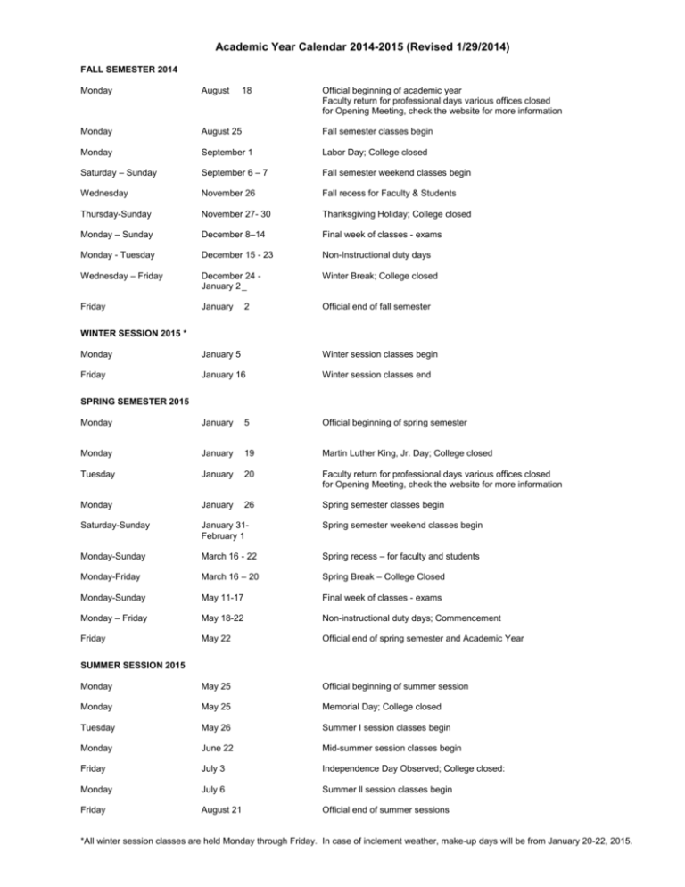 2014-2015 Academic Calendar_final approved