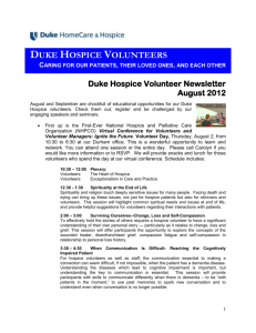 August 2012 - Duke HomeCare and Hospice