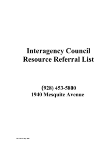 Interagency Council Resource Referral List