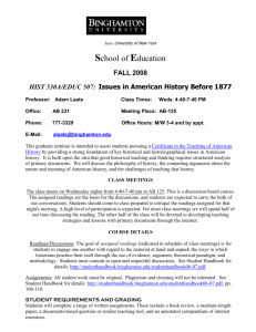 HIST 530A/EDUC 507: Issues in American History