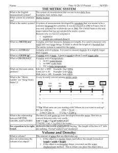 Metric System/ Density Notes