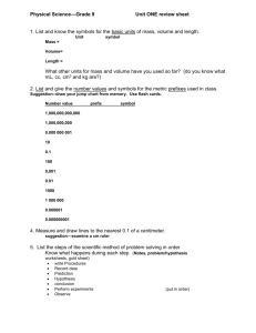 METRIC REVIEW SHEET - Mentor School District