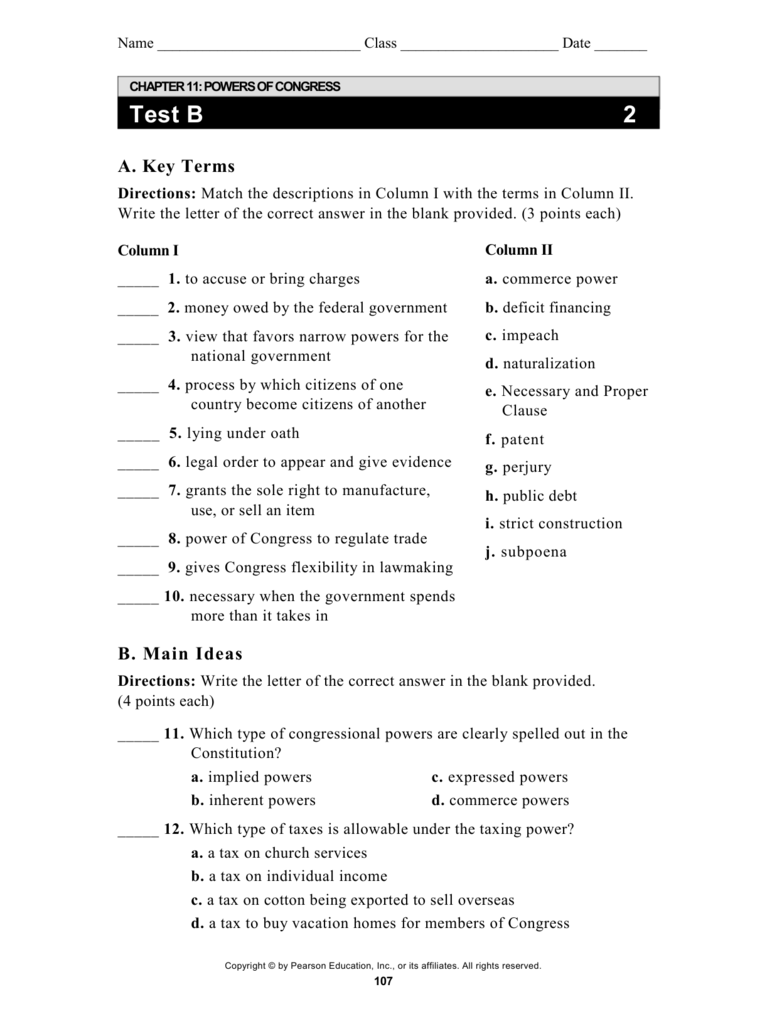 Govt Ch11 Chapter Test B