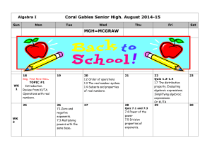 ALGEBRA I calendar 2014-15