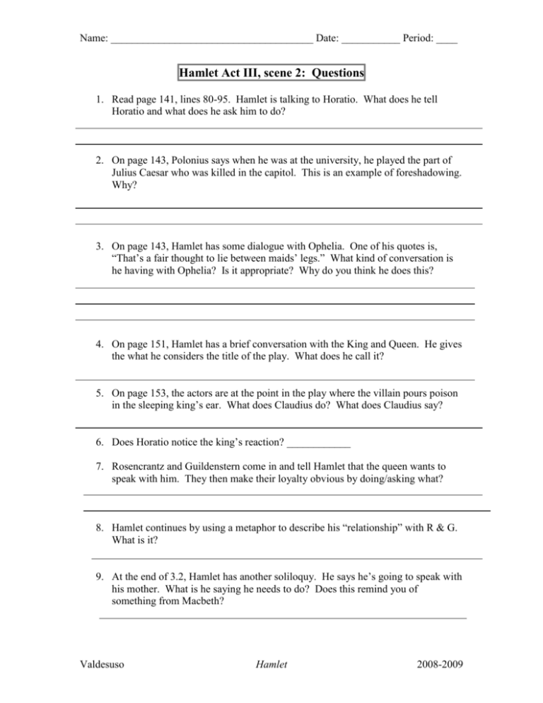 hamlet discussion questions act 3