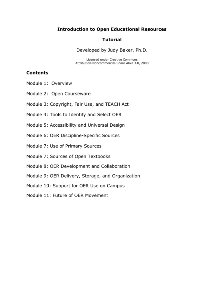 Introduction to Open Educational Resources
