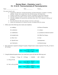 Review Sheet – Chemistry – Ch