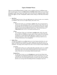 Types of Seismic Waves Reading