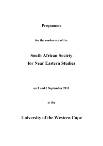 Programme for the conference of the South African Society for Near