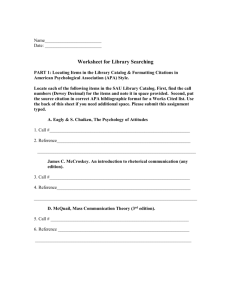 Worksheet for Library Searching