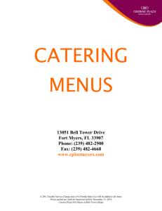 Crowne Plaza Catering Menu 2014-2015