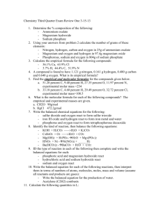 Chemistry Third Quarter Exam Review One 4-3-12