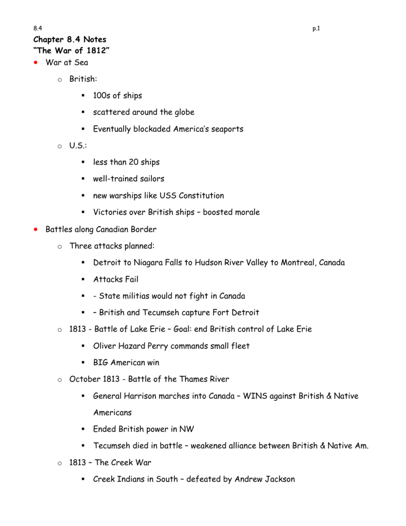 Notes Worksheet 22.22 With War Of 1812 Worksheet