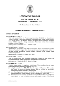 12 September 2012 1 LEGISLATIVE COUNCIL NOTICE PAPER No