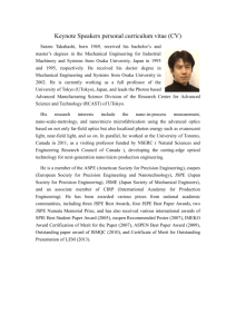 Keynote Speakers personal curriculum vitae (CV) Satoru Takahashi
