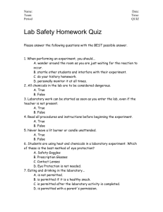 Lab Safety Homework Quiz