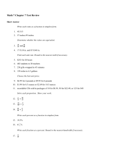 Math 7 Chapter 7 Test Review Short Answer Write each ratio as a