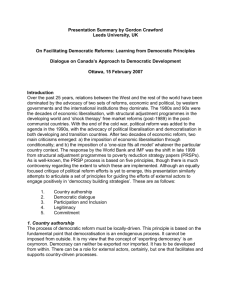 Presentation Summary by Gordon Crawford