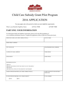 Child Care Subsidy Pilot Program Application
