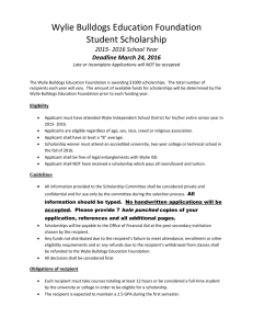 WBEF Student Scholarship Application 2016