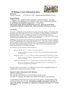 AP Biology Course Information Sheet
