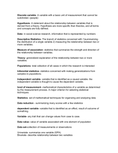 Discrete variable- A variable with a basic unit of measurement that