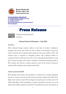 External Sector Performance, July 2013