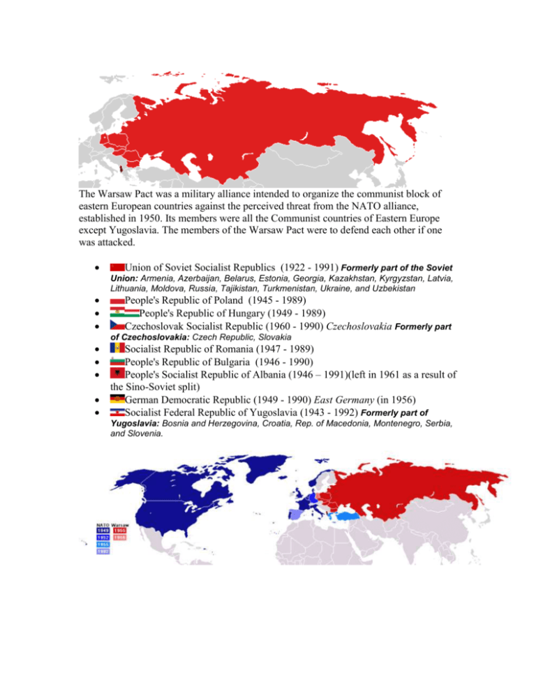 The Warsaw Pact Was A Military Alliance Of The Eastern European
