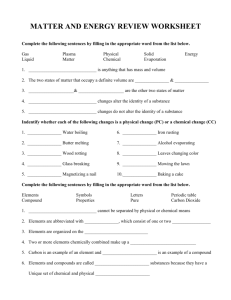 matter and energy review worksheet
