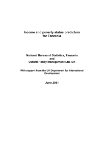 Income and poverty status predictors for Tanzania