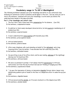 Mockingbird worksheet and HW--chaps 12