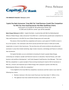 FOR IMMEDIATE RELEASE: February 8, 2013 Capital One Bank