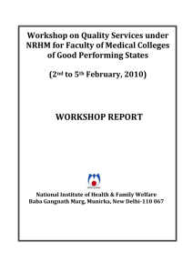 Training Course for - National Institute of Health & Family Welfare