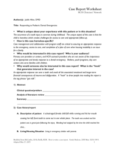 Case Report Worksheet - National Health Care for the Homeless