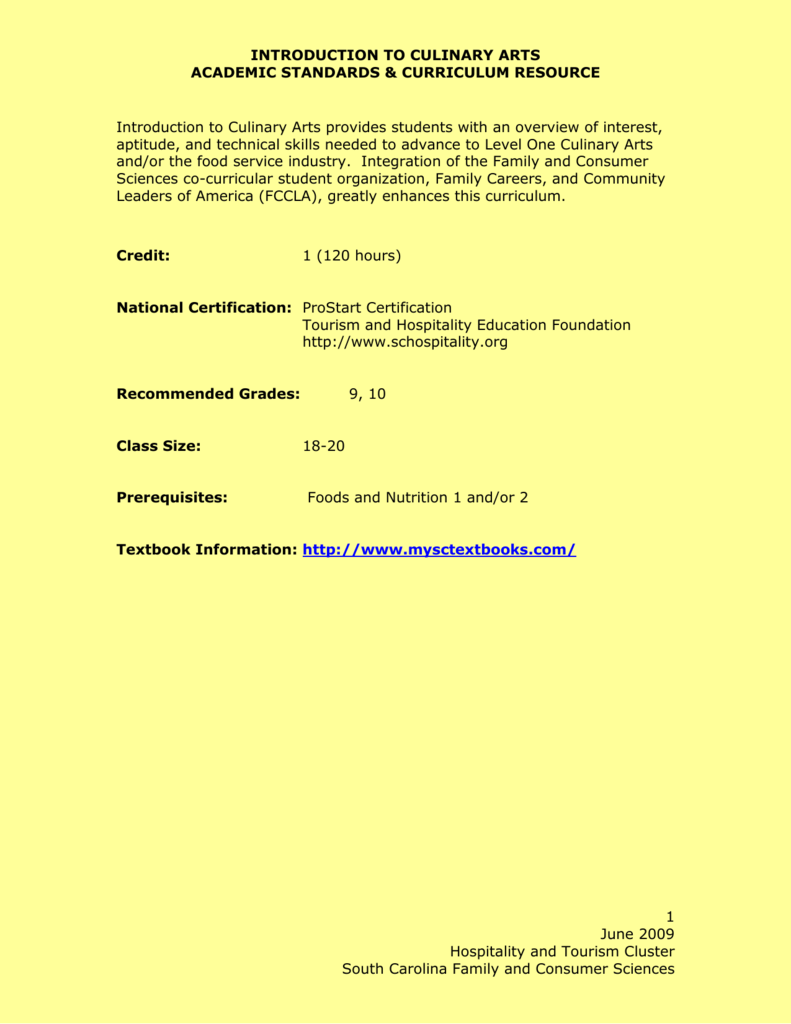Introduction to Culinary Arts - 5722