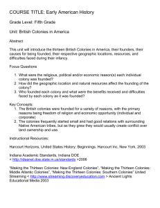 British Colonies in America, Course Title: Early American History
