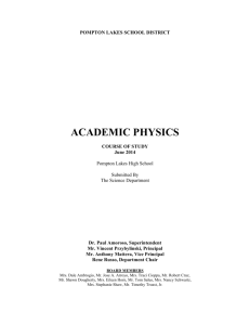 Academic Physics - Pompton Lakes School District